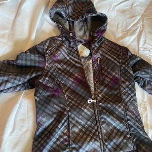 plaid design zero exposure jacket fleece lined